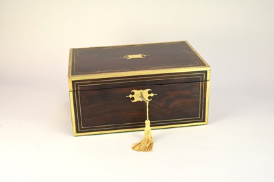 Lot 374 - A Victorian brass bound rosewood writing slope