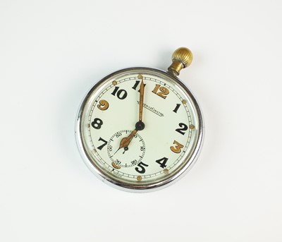 Lot 179 - A Jaeger Lecoultre Military white metal open face pocket watch