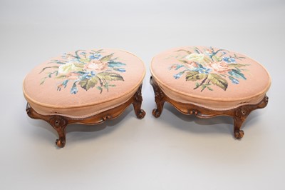 Lot 516 - Two upholstered mahogany foot stools