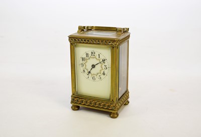 Lot 456 - A French brass cased carriage clock