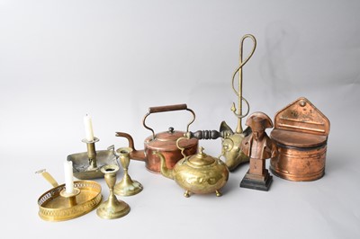 Lot 390 - A group of 19th century and later brass and copper wares