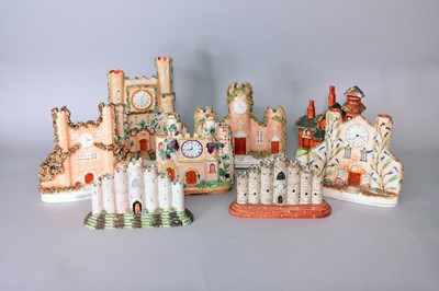 Lot 274 - A group of Staffordshire models of buildings, early-mid 19th century