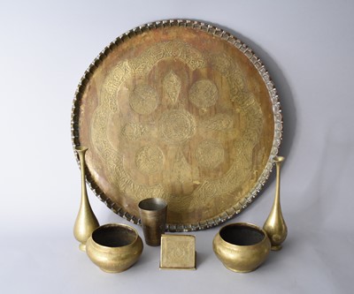 Lot 350 - A collection 19th/20th century Mamluk brassware