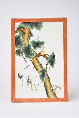 Lot 103 - A good Chinese famille rose plaque in the manner of Cheng Yiting, Republic period