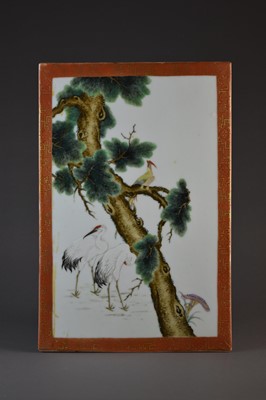 Lot 103 - A good Chinese famille rose plaque in the manner of Cheng Yiting, Republic period