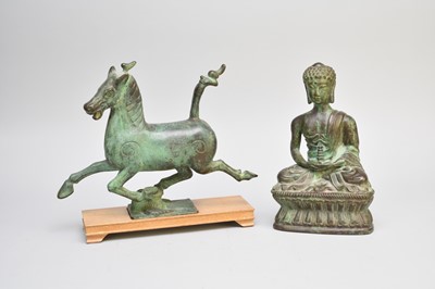 Lot 215 - A Chinese bronze figure of a horse and a bronze Buddha