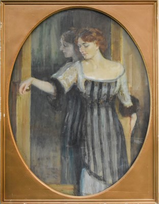 Lot 82 - Fritz Reusing (1874-1957) Portrait of a Lady in a Blue Dress 1912