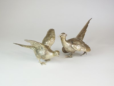 Lot 123 - A pair of Garrard's silver table ornaments in the form of pheasants