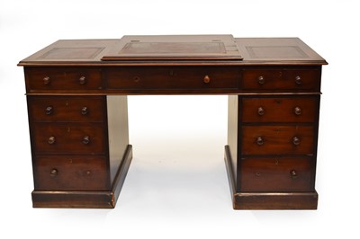 Lot 495 - A Victorian mahogany veneered twin pedestal desk