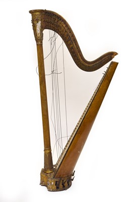 Lot 260 - A 19th century gilt gesso decorated harp by Erat, badly damaged, losses