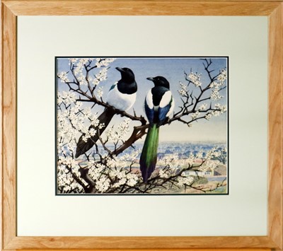 Lot 38 - Charles Frederick Tunnicliffe OBE RA(1901-1979) Magpies in Blossom