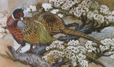 Lot 41 - Charles Frederick Tunnicliffe OBE RA (1901-1979) Pheasants in Blossom