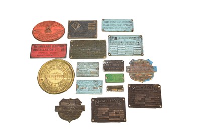 Lot 420 - A collection of stamped metal electric motor nameplates