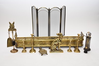 Lot 240 - A 19th century fire curb together with various fire tools and accessories