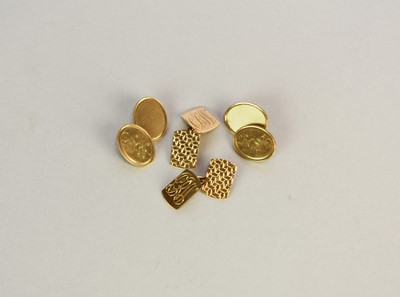 Lot 54 - Two pairs of 9ct gold cufflinks