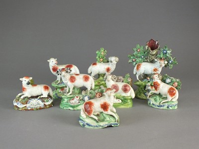 Lot 291 - A group of Staffordshire models of sheep