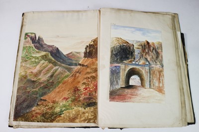 Lot 86 - A Victorian scrapbook, containing a multitude of overseas topographical watercolours