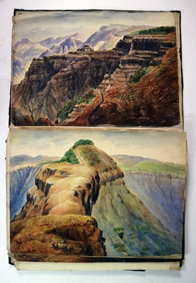 Lot 86 - A Victorian scrapbook, containing a multitude of overseas topographical watercolours