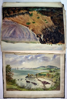 Lot 86 - A Victorian scrapbook, containing a multitude of overseas topographical watercolours