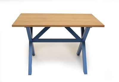 Lot 318 - A modern oak and painted wood kitchen table by Nick Over