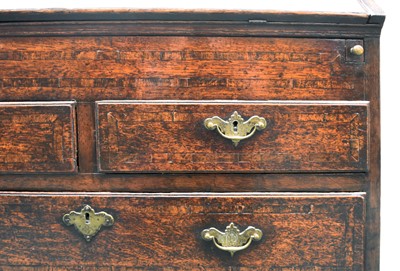 Lot 367 - A good, well proportioned, George II , walnut banded, oak bureau