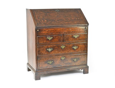 Lot 367 - A good, well proportioned, George II , walnut banded, oak bureau