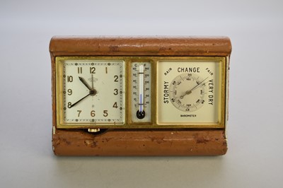 Lot 295 - A mid-20th century Angelus, Swiss, travelliing desk timepiece/barometer/thermometer