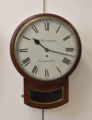 Lot 293 - A 19th century mahogany drop-dial wall clock, by Edward Chandler, Leamington