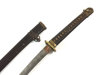 Lot 60 - A Japanese Officer's gendaito katana and scabbard signed Ryuminsai Kanetomo