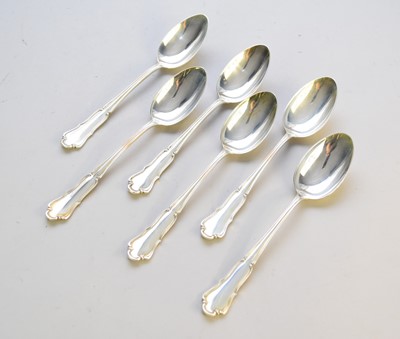 Lot 10 - A cased set of six German silver tablespoons