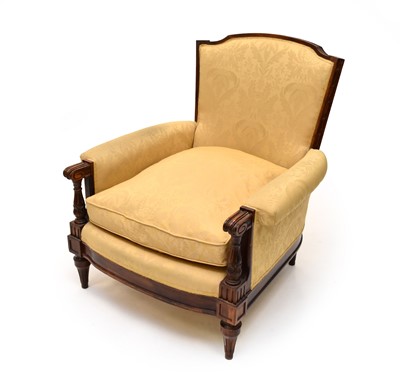 Lot 390 - A 19th century upholstered armchair and an Edwardian armchair