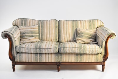 Lot 434 - A walnut framed upholstered lounge suite of Chesterfield type