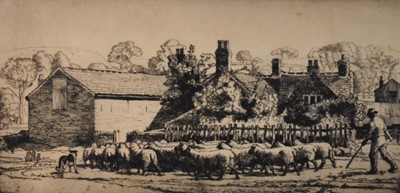 Lot 253 - Charles Frederick Tunnicliffe OBE RA (British 1901-1979), Herding Sheep at Kemps Croft Farm