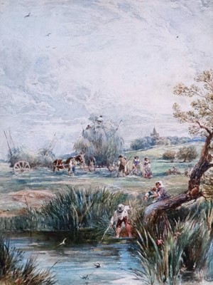 Lot 157 - Myles Birket Foster RWS (British 1825-1899) A Rural Harvesting Scene