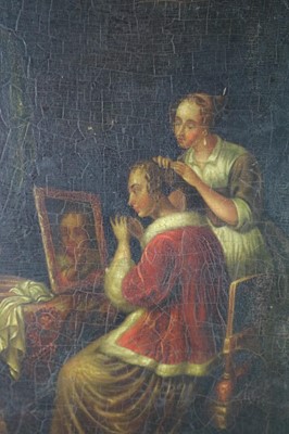 Lot 101 - After Gerrit Dou (Dutch School 1613-1675) A Young Woman at her Toilet