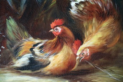 Lot 79 - Attributed to Carl Jutz the Elder (1838-1916) Roaming Chickens in a Yard