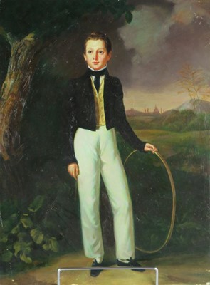 Lot 138 - British School (19th Century) Portrait of a Young Boy with Hoop