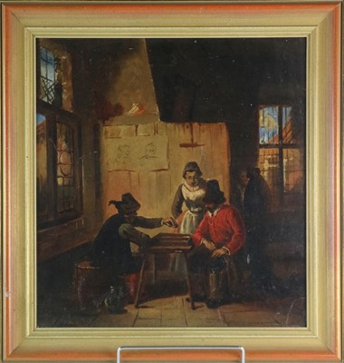 Lot 113 - 19th Century Interior Scene showing Men Gaming in a Tavern