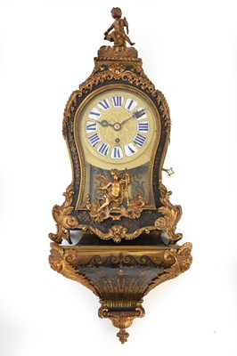 Lot 336 - A late 19th century French boulle and gilt metal bracket clock and bracket