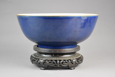 Lot 18 - A Chinese powder-blue punchbowl, 18th century