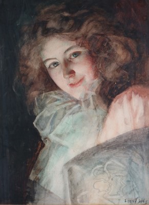 Lot 139 - Lucien Davis (British, 1860-1941) Portrait of a Young Woman as Pierrot