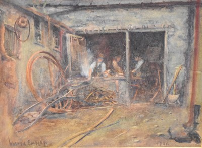 Lot 194 - Walter Emsley (British 1860-1938) Blacksmiths at the Forge