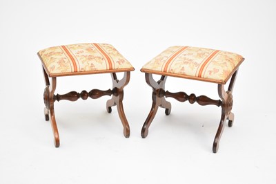 Lot 400 - A pair of Regency style mahogany X-frame stools