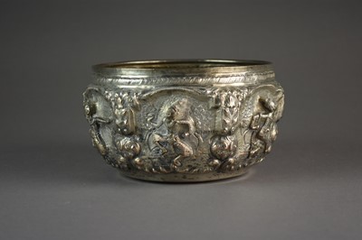 Lot 649 - A Burmese silver embossed bowl