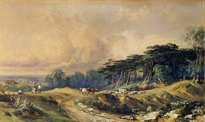 Lot 110 - George Arthur Fripp RWS (British 1813-1896) Driving Cattle Down a Country Track