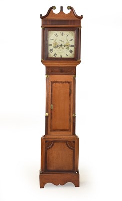 Lot 366 - A George III oak and mahogany painted dial longcase clock