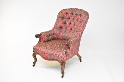 Lot 419 - A late Victorian mahogany button-back armchair