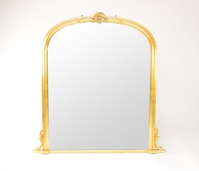 Lot 421 - A reproduction giltwood overmantel mirror