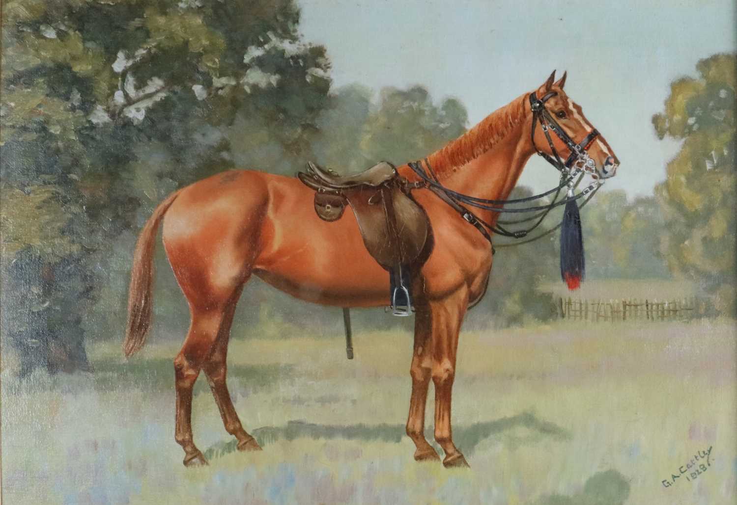 Lot 75 - Major G.A. Cattley (British 1878-1966) Chestnut Horse with Bridle and Saddle