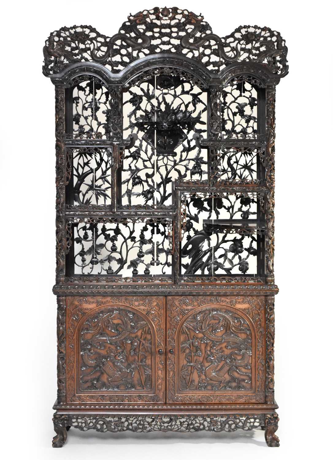 330 - A fine Chinese carved hongmu rosewood cabinet